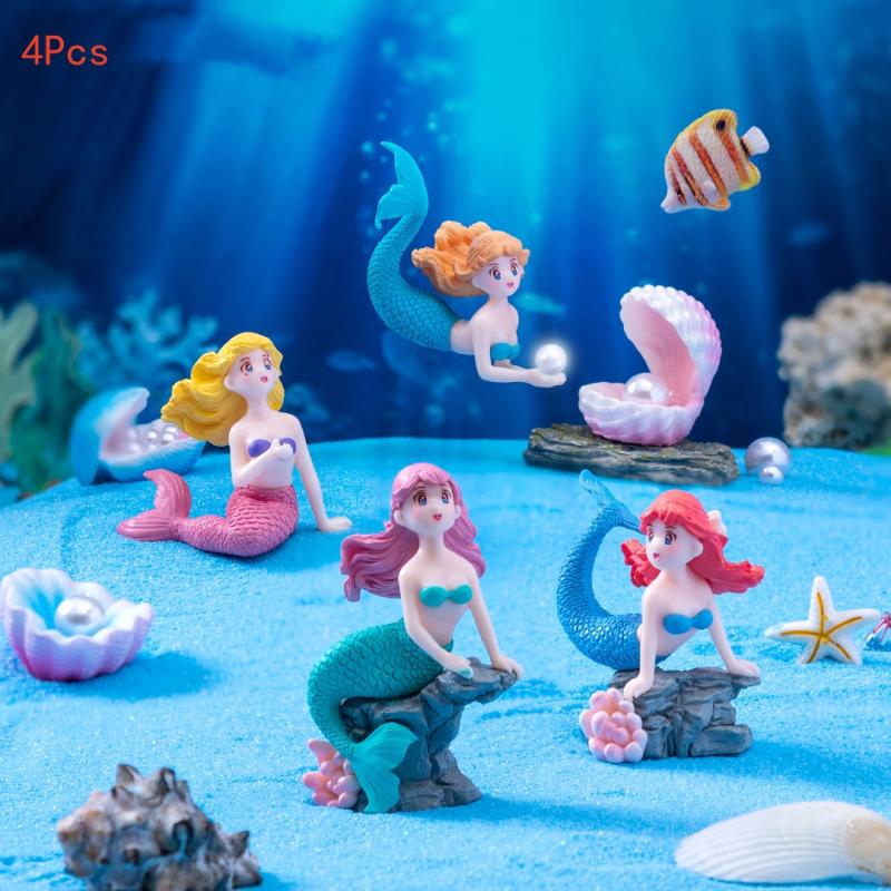 Aquarium Marine Tank - Set di 4 Ornamenti in Plastica