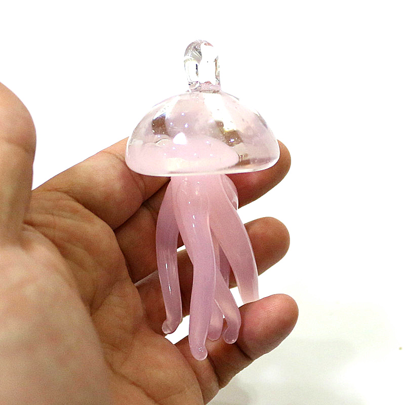Aquarium Marine - Ciondolo in vetro medusa rosa simpatico